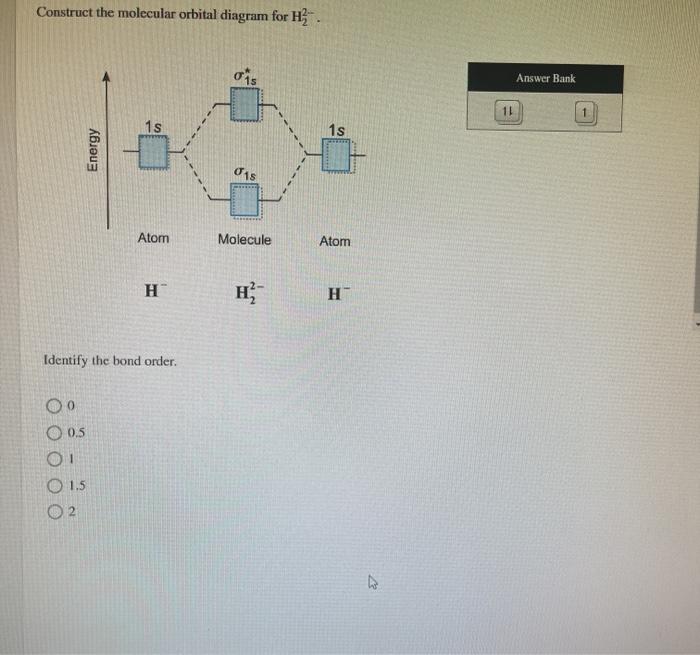 Solved Construct the molecular orbital diagram for H?. If | Chegg.com