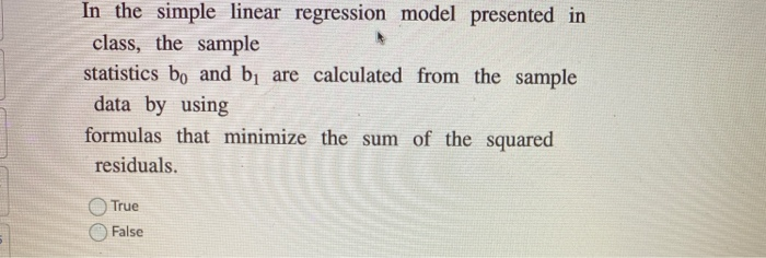 Solved In the simple linear regression model presented in | Chegg.com