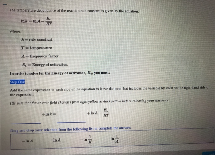 Solved The temperature dependence of the reaction rate | Chegg.com