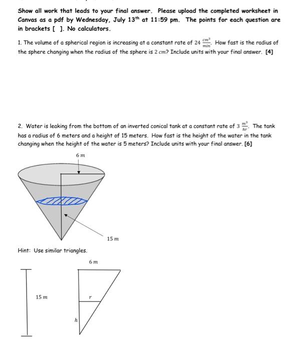 Solved calculus 1Show all work that leads to your final | Chegg.com
