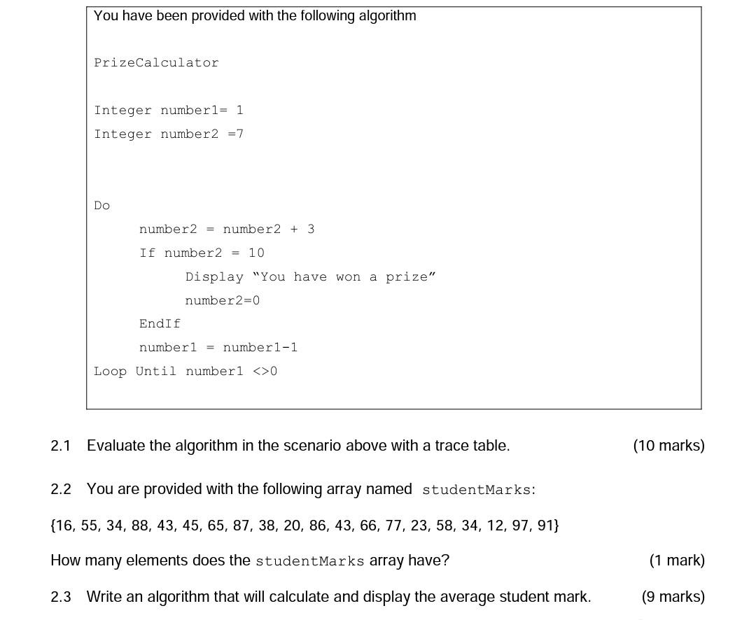 Solved You have been provided with the following algorithm | Chegg.com