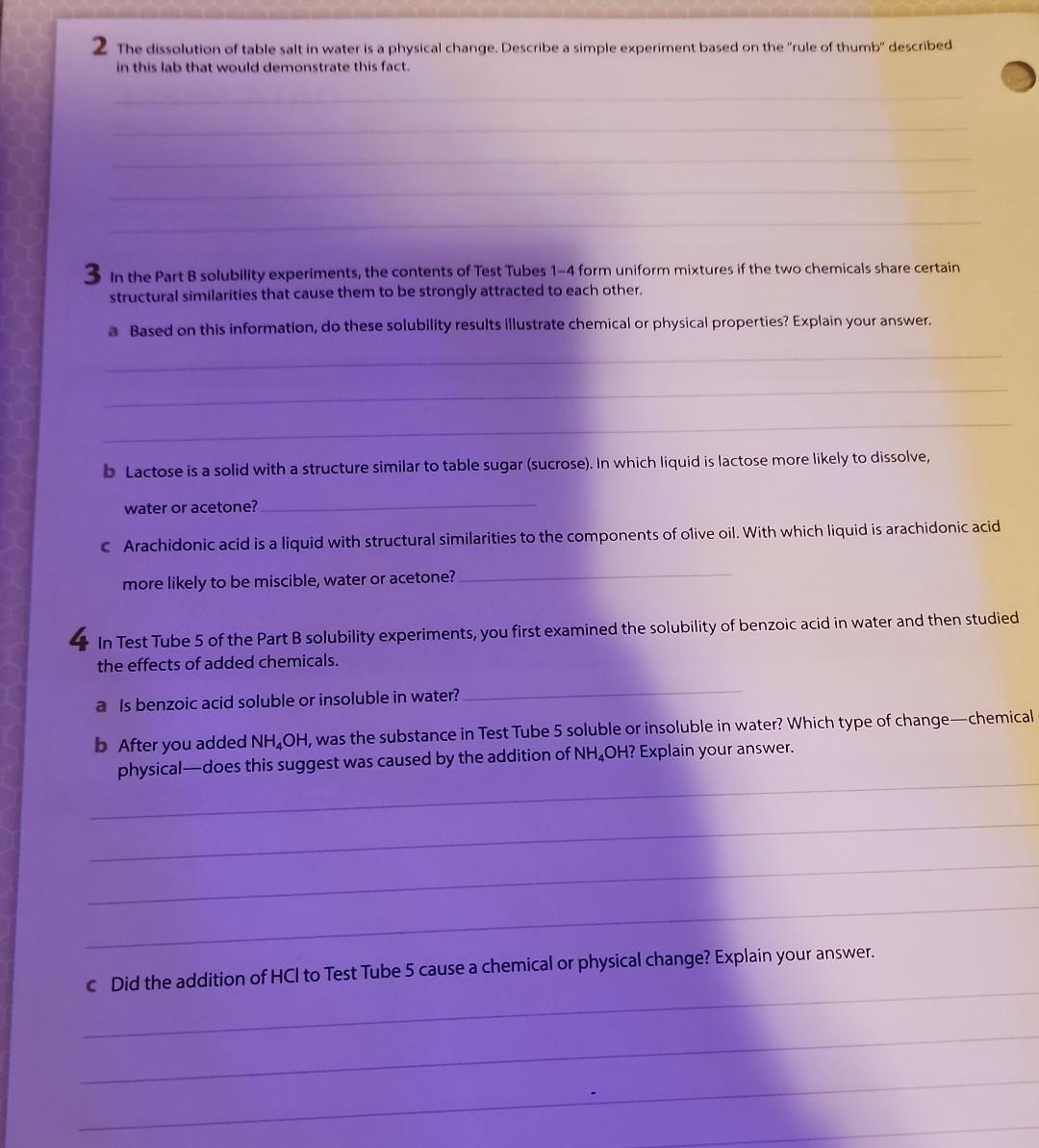 Solved 2 The dissolution of table salt in water is a