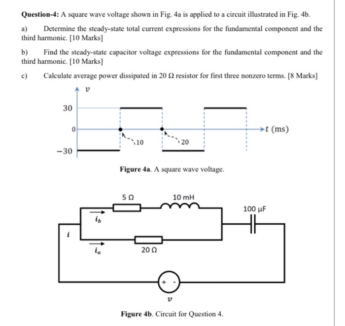 Solved Question-4: A square wave voltage shown in Fig. 4a is | Chegg.com
