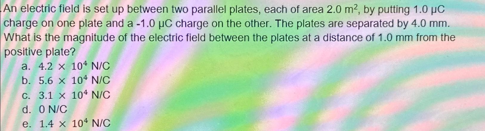 Solved An electric field is set up between two parallel | Chegg.com