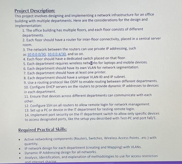 Project Description: This project involves designing | Chegg.com
