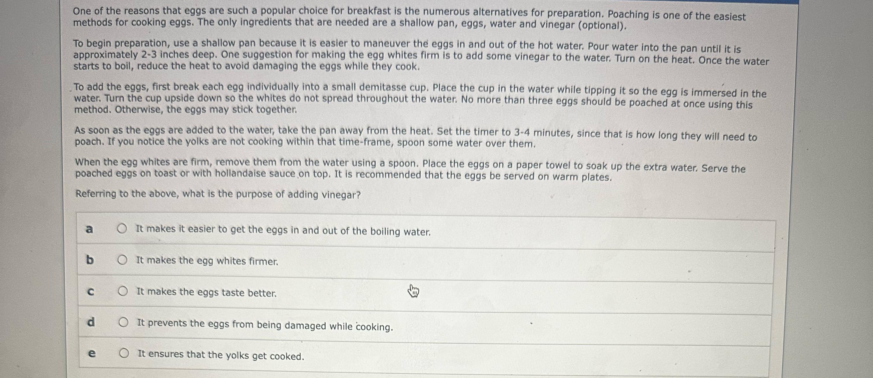 Solved One Of The Reasons That Eggs Are Such A Popular | Chegg.com