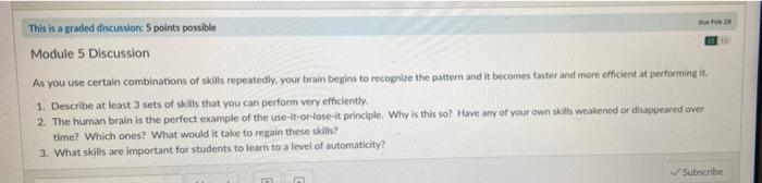 Solved This is a graded discussion: 5 points possible Module | Chegg.com