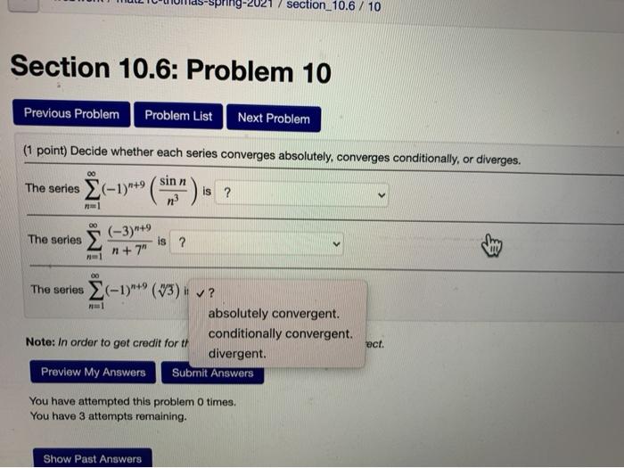 Solved Section 10.6: Problem 10 Previous Problem Problem | Chegg.com