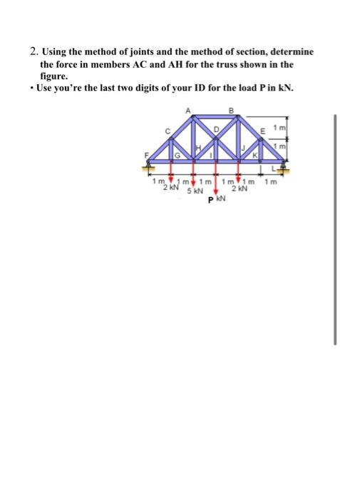 Solved 2. Using The Method Of Joints And The Method Of | Chegg.com