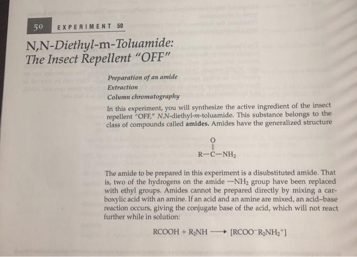 Solved 50 EXPERIMENT 50 N,N-Diethyl-m-Toluamide: The Insect | Sns-Brigh10