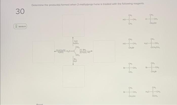 Determine the product(5) formed when 2-methylprop-1-ene is treated with the following reagents.