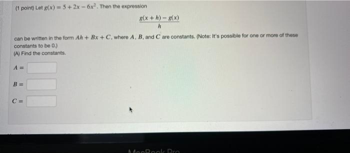 Solved (1 point) For what value of c is the function defined | Chegg.com
