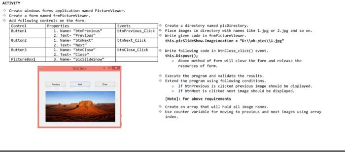 Solved ACTIVITY Create A Windows Forms Application Project. | Chegg.com