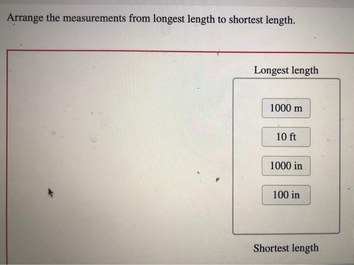 Solved Arrange the measurements from longest length to
