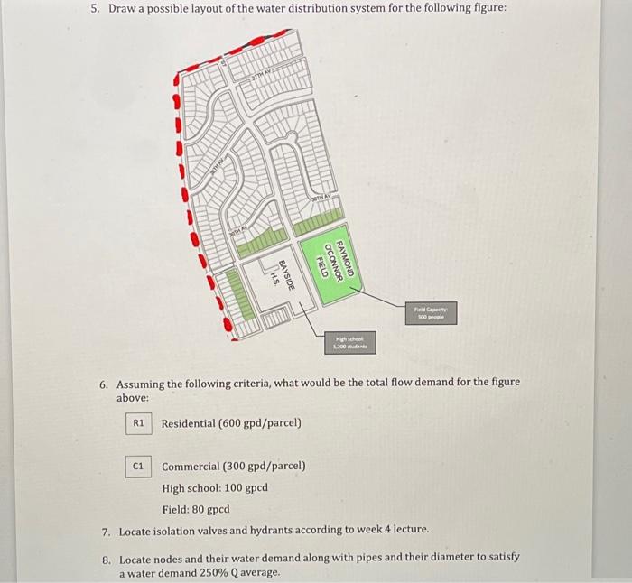 Solved 5. Draw a possible layout of the water distribution | Chegg.com