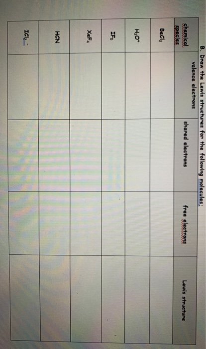 Solved Part B Complete the table using the lewis structure | Chegg.com