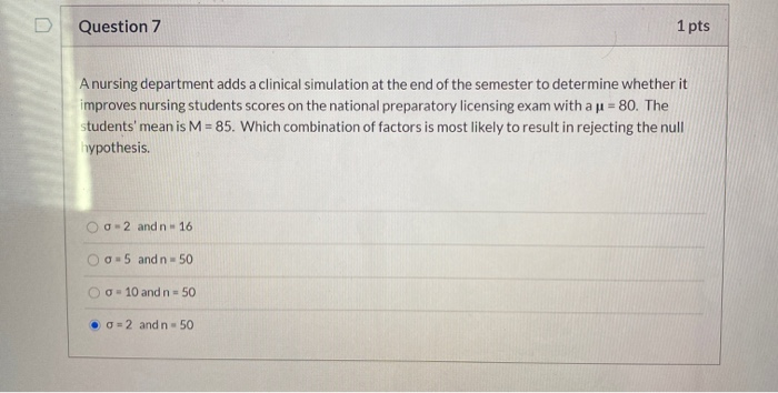 Solved Question 7 1 pts A nursing department adds a clinical | Chegg.com