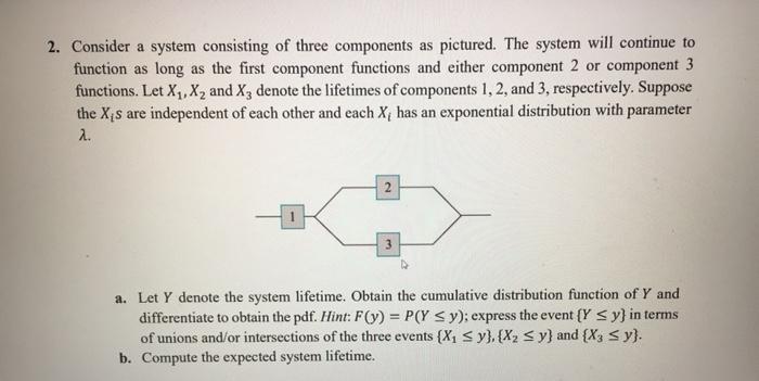 Solved 2. Consider a system consisting of three components | Chegg.com