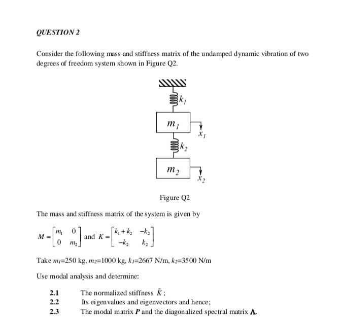 Solved Consider the following mass and stiffness matrix of | Chegg.com