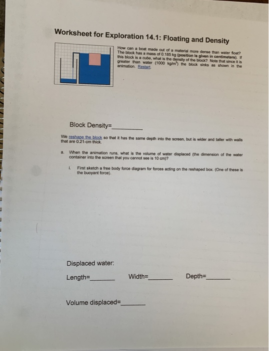 Volume By Water Displacement Worksheet : Physics Lab Worksheet