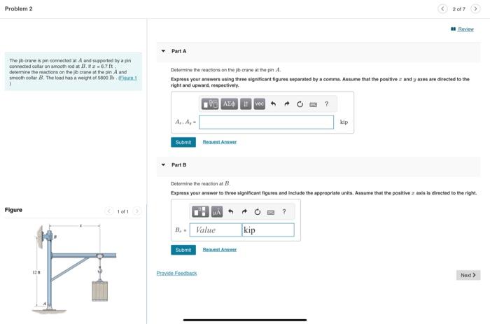 The fb crane is pin eomected at A and supported by a | Chegg.com