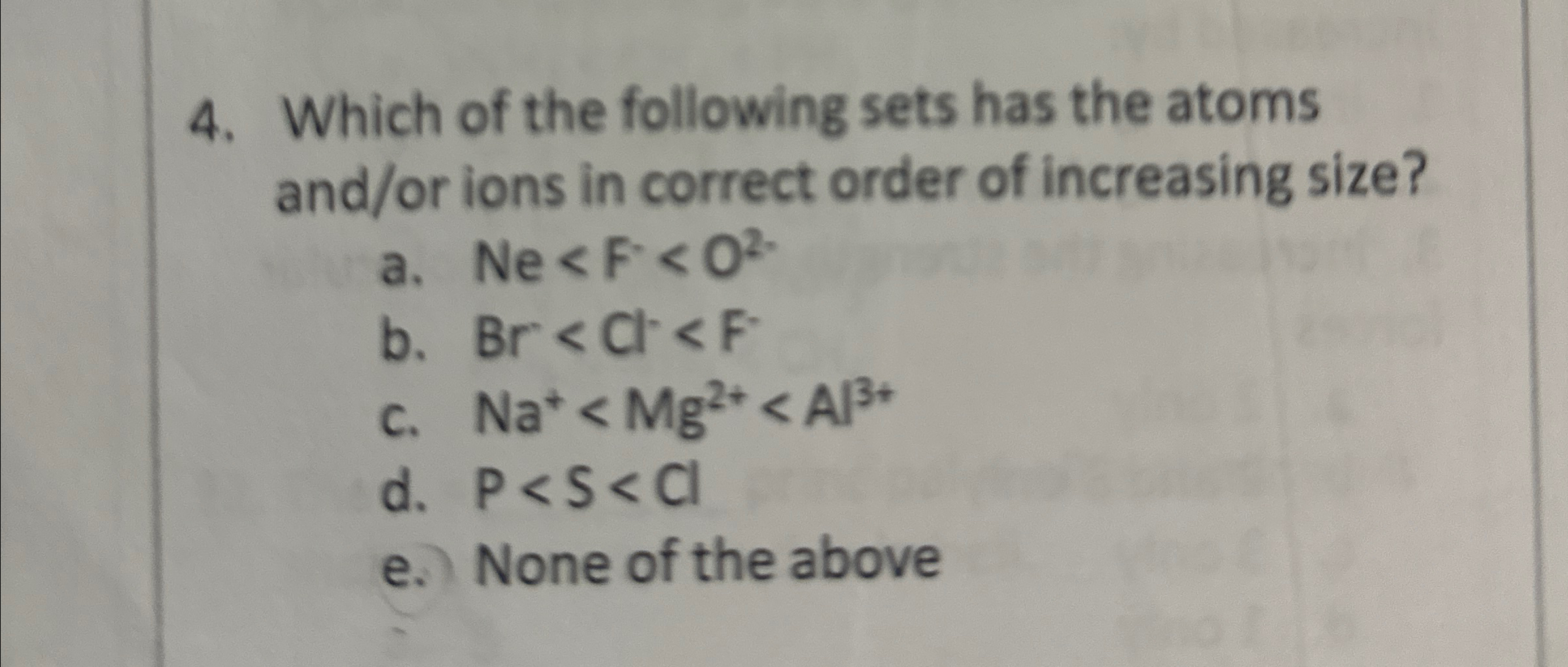 Solved Which of the following sets has the Atoms and or | Chegg.com