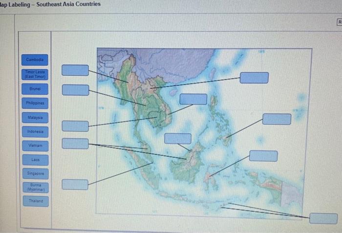 Solved Map Labeling: Southeast Asia Islands Physical | Chegg.com