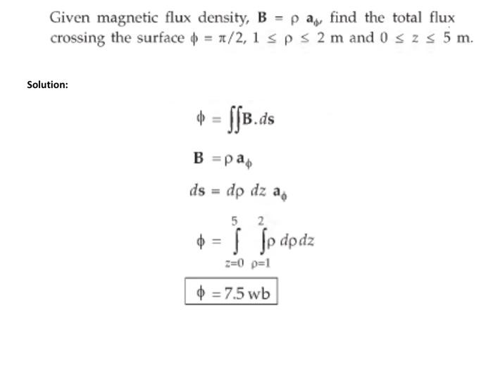 Solved Given magnetic flux density, B=ρai, find the total | Chegg.com