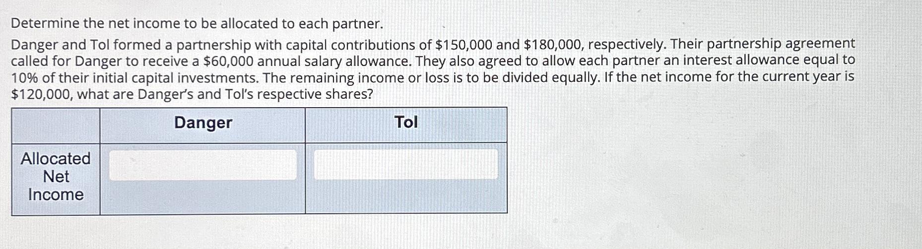 Solved Determine the net income to be allocated to each | Chegg.com