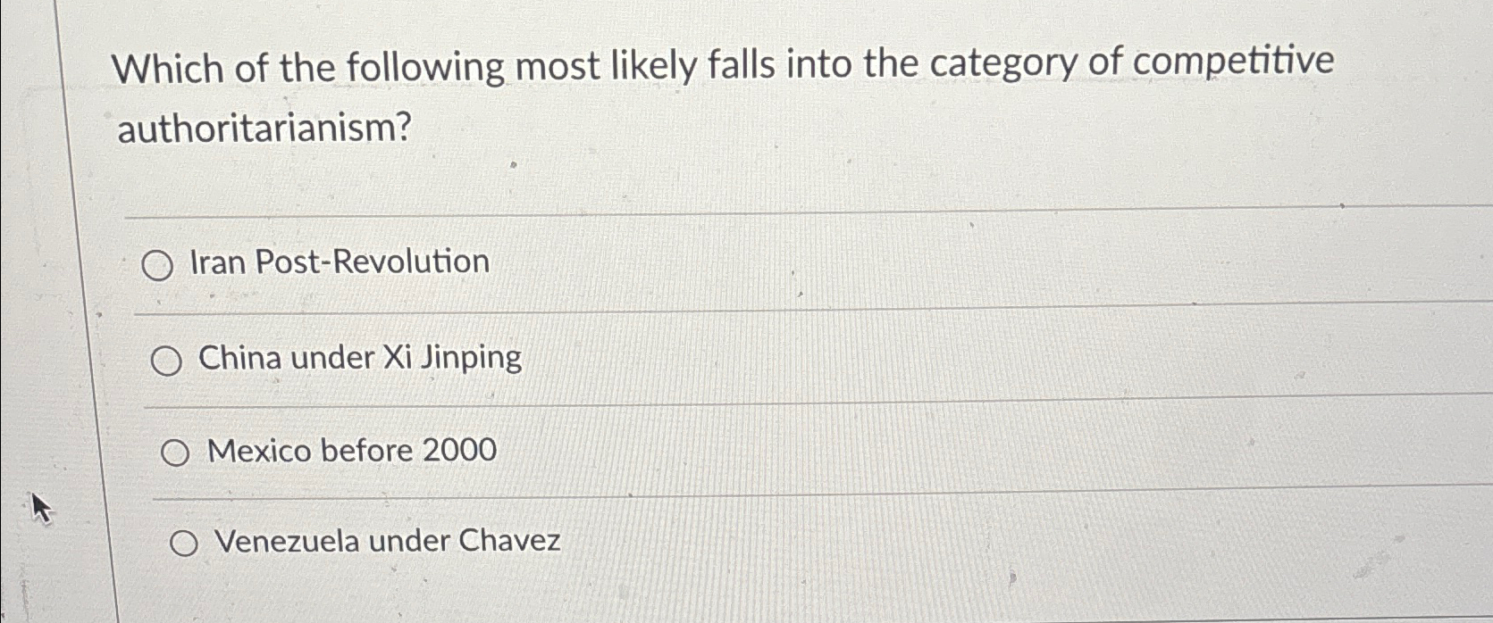 Solved Which Of The Following Most Likely Falls Into The | Chegg.com