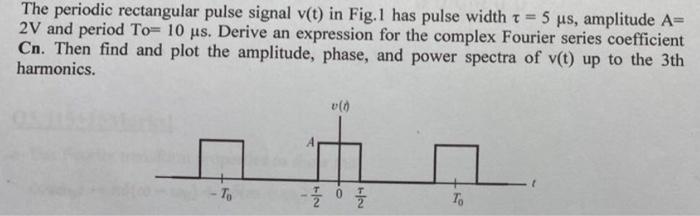 Solved The periodic rectangular pulse signal v(t) in Fig. 1 | Chegg.com