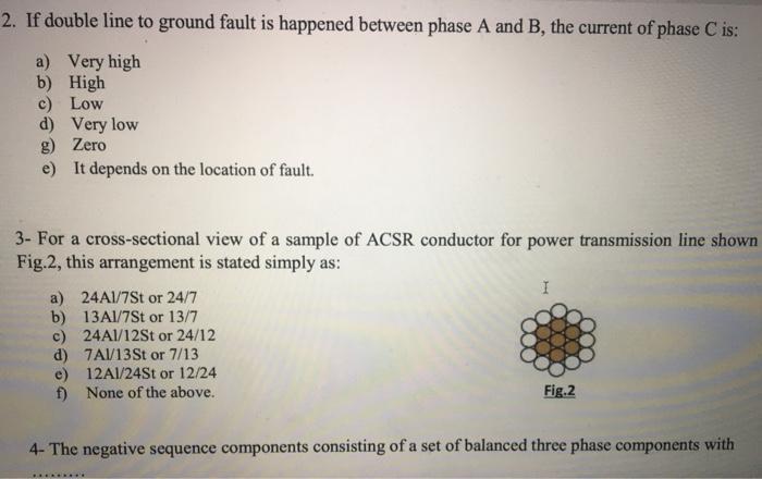 Solved 2. If double line to ground fault is happened between | Chegg.com