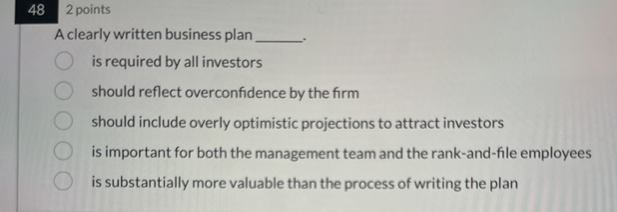 Solved 48 2pointsA clearly written business planis required