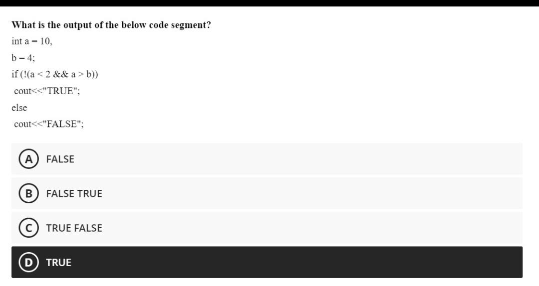 Solved What is the output of the below code segment? int a = | Chegg.com