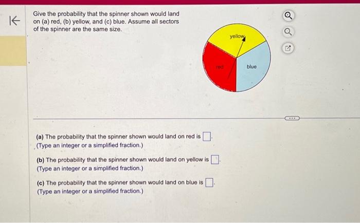 Solved Give the probability that the spinner shown would | Chegg.com