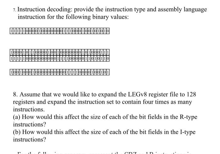 Solved 7. Instruction decoding: provide the instruction type | Chegg.com