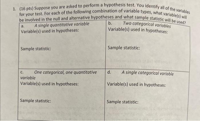 Solved 1. (16 pts) Suppose you are asked to perform a | Chegg.com