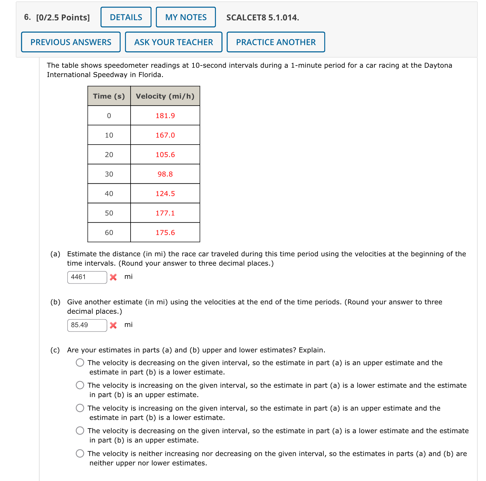 Solved The Table Shows Speedometer Readings At 10-second | Chegg.com