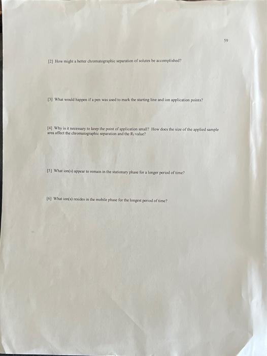 Solved DATA SHEET PAPER CHROMATOGRAPHY R Values Solute (mm)