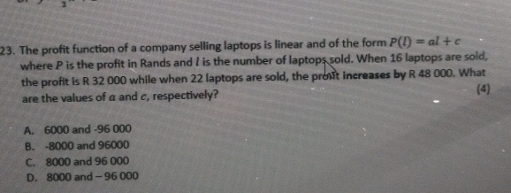 Solved The profit function of a company selling laptops is | Chegg.com