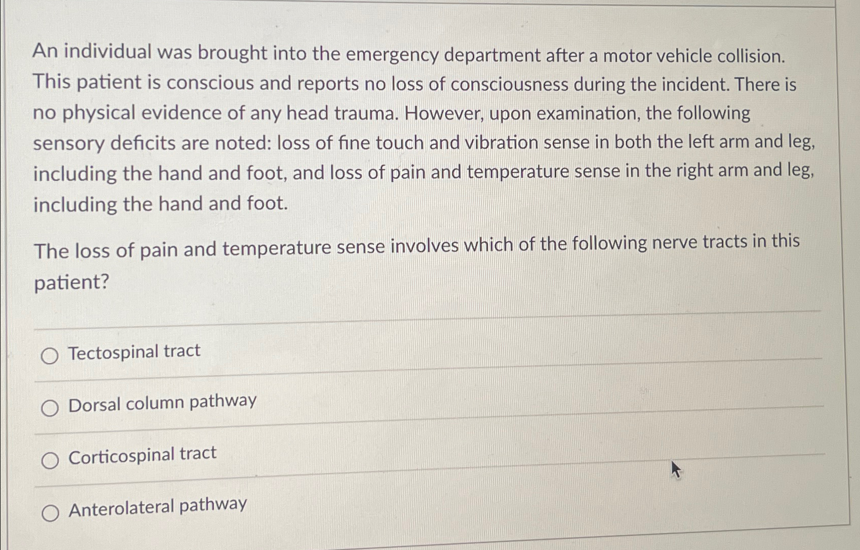 Solved An individual was brought into the emergency | Chegg.com