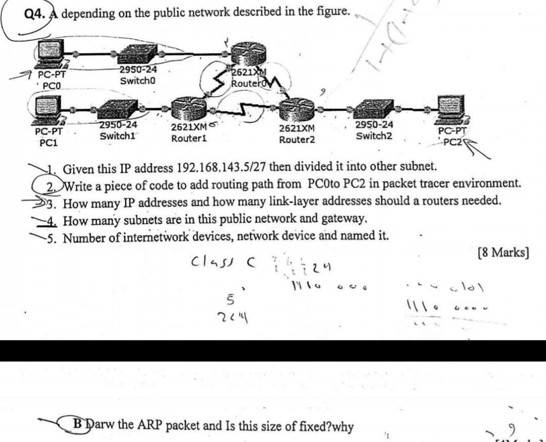 Solved Q4. A depending on the public network described in | Chegg.com