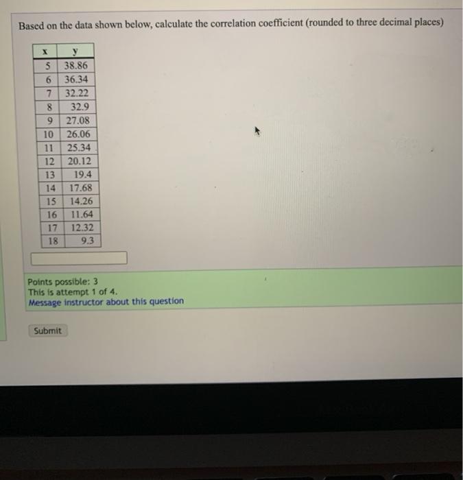 Solved Based on the data shown below, calculate the | Chegg.com