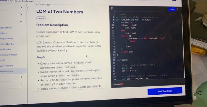 Solved can you explain to me in c++ how to find the lcm | Chegg.com