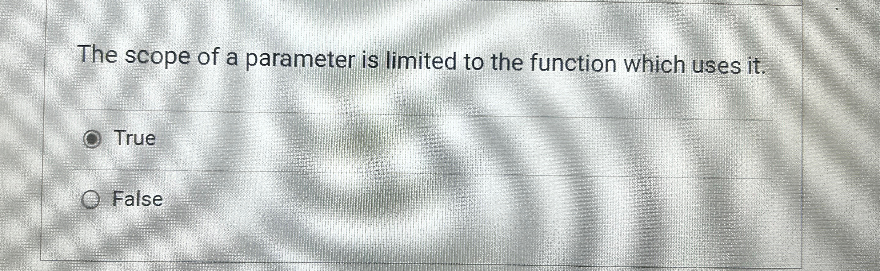 Solved The scope of a parameter is limited to the function | Chegg.com