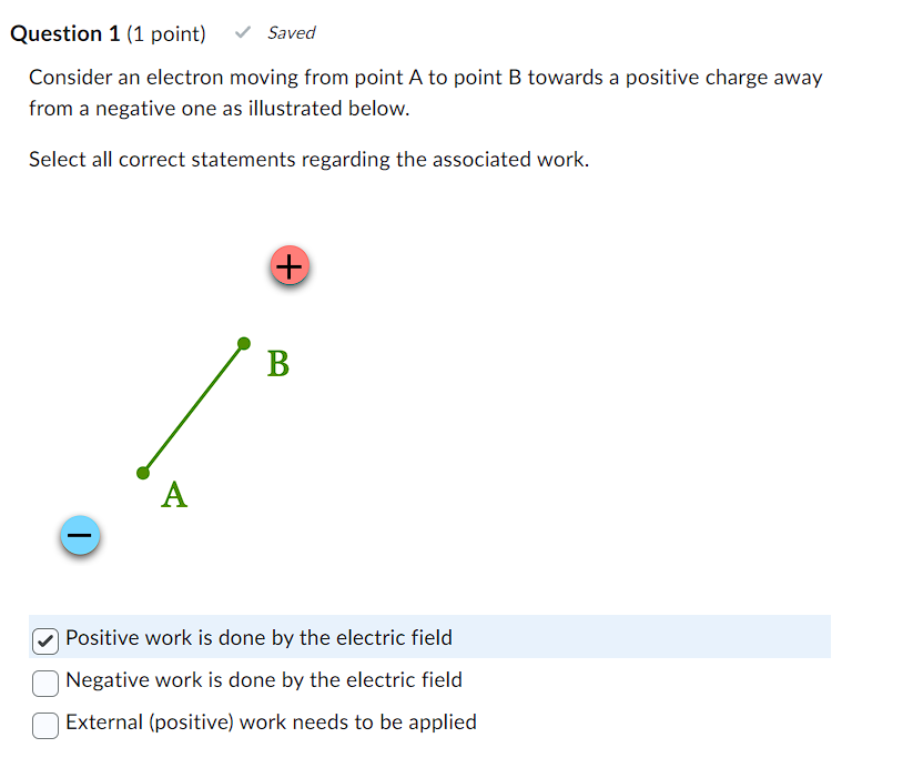 Solved Question 1 (1 ﻿point)Consider an electron moving from | Chegg.com