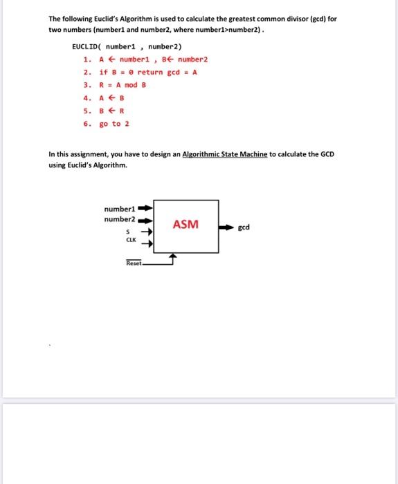 Solved The Following Euclid's Algorithm Is Used To Calculate | Chegg.com