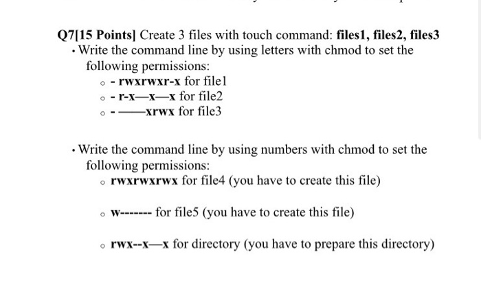 Q7 15 Points Create 3 Files With Touch Command Chegg Com