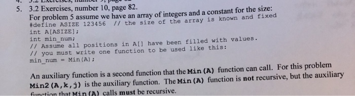 4. 2.2LALIIS05, HUULI puso 5. 3.2 Exercises, number 10, page 82. For problem 5 assume we have an array of integers and a cons