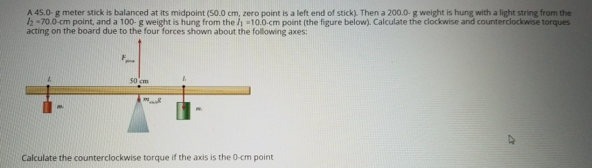 Solved A 45.0-g meter stick is balanced at its midpoint | Chegg.com